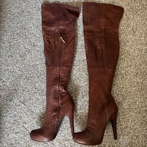 Report Signature Brown Leather Over-the-Knee Boots – Size 9
